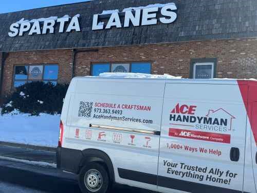 Ace Handyman Services North Jersey van parked in front of the Sparta Lanes Bowling Alley in 07871 Ace Handyman Services North Jersey van parked in front of the Sparta Lanes Bowling Alley in 07871