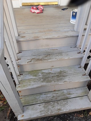 Porch stairs before repainting in Niskayuna, NY