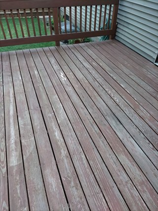 Deck in Clifton Park in need of repaint.