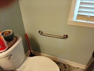 Newly installed grab-bar to increase safety in this bathroom in Clifton Park, NY..