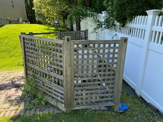 Original damaged pool pump surround in Mechanicville, NY.