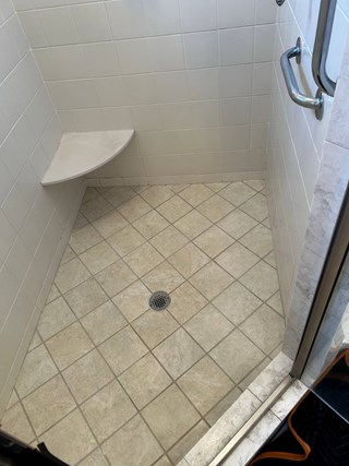Tile shower before grouting Clayton NC