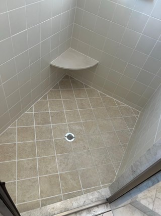Freshly grouted and caulked bathroom in Clayton NC 