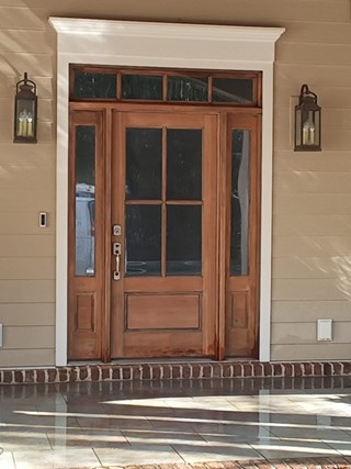 Door stain before.