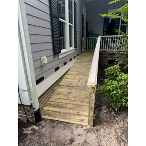 Designed and built ramp on the front of a home in Bolivia, NC. Designed and built ramp on the front of a home in Bolivia, NC.