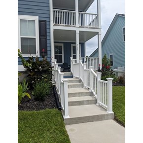 Handrail install on this home's exterior stairs in Calabash, NC. Handrail install on this home's exterior stairs in Calabash, NC.