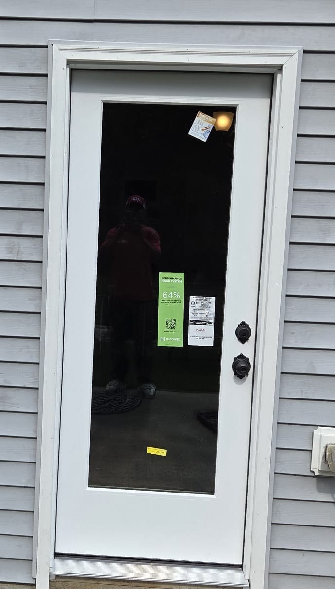 Full-lite exterior back door installation with Masonite Performance Door System, Durham, NC 27703 Full-lite exterior back door installation with Masonite Performance Door System, Durham, NC 27703