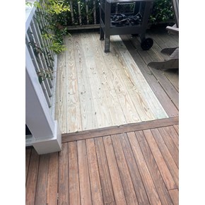 Deck boards replaced on a damaged deck. 