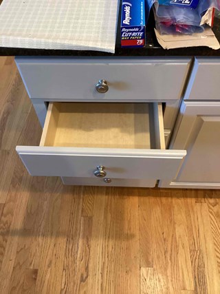 Drawer after the front panel has been reattached.