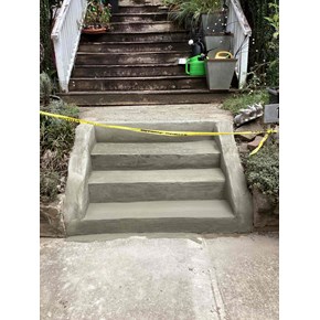 Concrete steps after their repair. 
