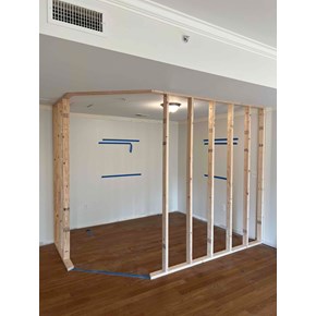 Newly framed out customer closet for our customer in Raleigh