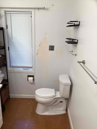 Bathroom renovation project before drywall repair and painting in Chapel Hill NC 27514