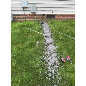 Dryer Vent Lint on Grass After Cleaning 