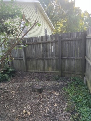 Before Ace Handyman Services handyman replaced this fence panel in Westerville, Ohio