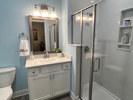 Ace Handyman Services Westerville, Ohio office show bathroom Ace Handyman Services Westerville, Ohio office show bathroom