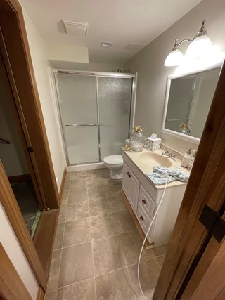 Before Basement Bathroom Refresh in Westerville, Ohio