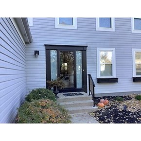 Ace Handyman Services handyman installed a new front door, storm door, trim, and painted in Worthington, Ohio.