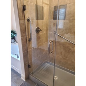 Ace Handyman Services Bathroom Refresh including New Onyx base and glass door in Columbus, Ohio
