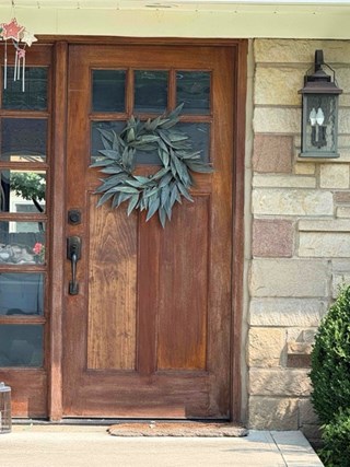 Before Ace Handyman Services handyman clean and stained this front door in Dublin, Ohio