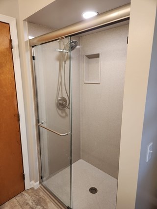 After Ace Handyman Services remodeling this bathroom in Pickerington, Ohio using Onyx Collection products and Delta fixtures