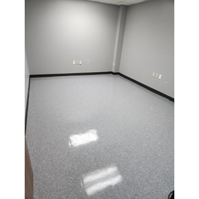 Ace Handyman Services Commercial B2B installed VCT tile, trim, repaired drywall, and painted in this office in Columbus, Ohio