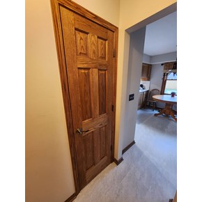 Ace Handyman Services stained and installed six panel doors and trim in Pickerington, Ohio.