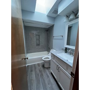 Ace Handyman Services completed a bathroom remodel in Pickerington, Ohio using Onyx Collection Products and Shaw Floors