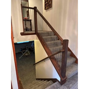 Ace Handyman Services handyman remodeled this staircase including installing iron spindles in Pickerington, Ohio