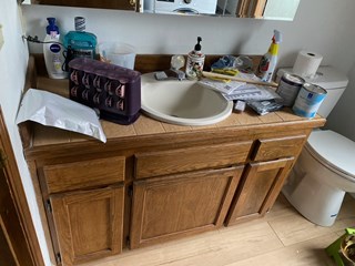 Bathroom vanity installation before