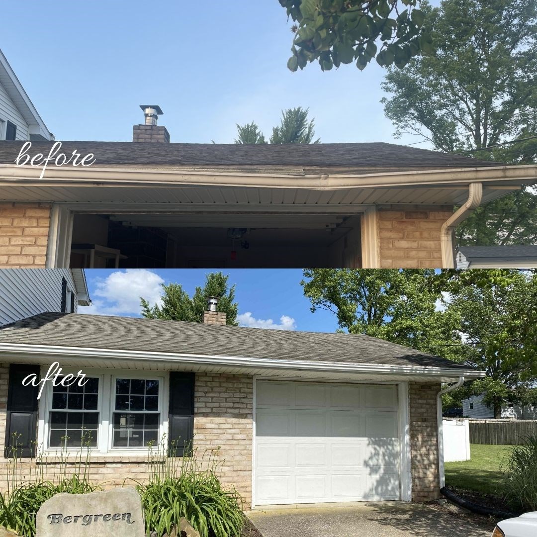 Damaged gutter system over a garage repaired in Harrisburg, restoring functionality and preventing leaks. Damaged gutter system over a garage repaired in Harrisburg, restoring functionality and preventing leaks.
