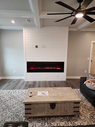 Shiplap fireplace surround after.
