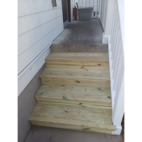 Removed and replaced exterior stair stringer and treads in Pawleys Island, SC