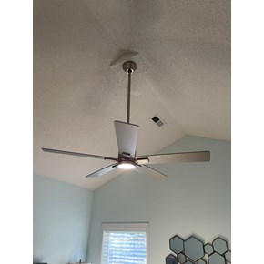 Ceiling fan installation on 15' ceiling.
