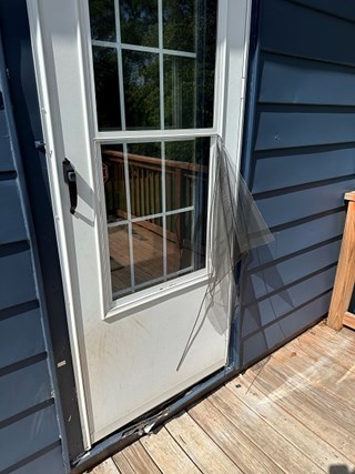 Screen Repair on Storm Door - Greenville - Before Ace Handyman Services Upstate South Carolina and Greenville