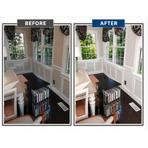 Before-and-after room painting project with freshly painted walls, trim, and decorative molding Startex, SC