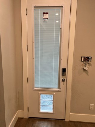 New Rear Entry Door with Built-In Blinds and Pet Door