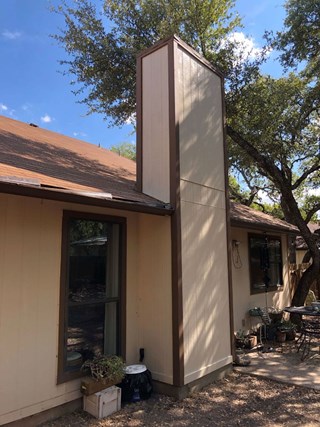 After repairing water damaged trim work on chimney in New Braunfels Texas