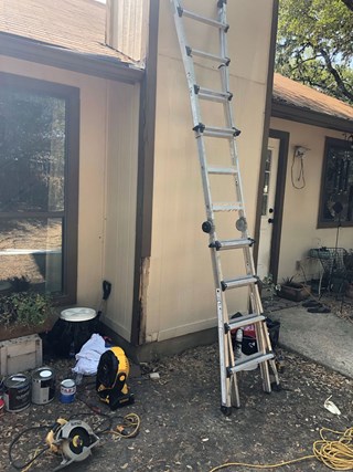 Before repairing water damaged trim work on chimney