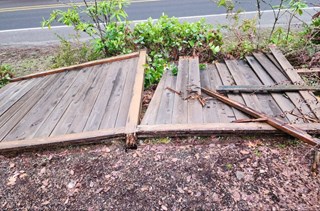 Before, Broken backyard fence repair Poulsbo WA.