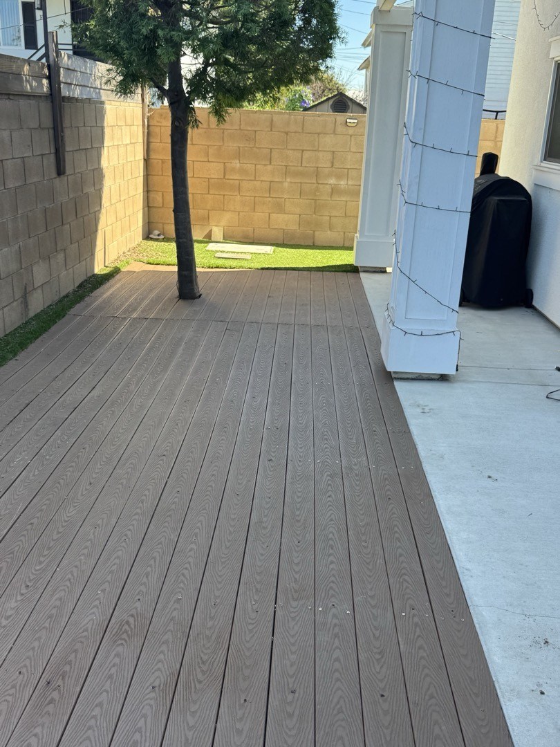 Finished composite deck repair with the original boards reinstalled Finished composite deck repair with the original boards reinstalled