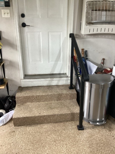 floor mounted railings garage entrance