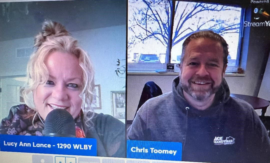 https://acehandyman-dss.ingeniuxondemand.com/Images/Offices/Michigan/Ann Arbor/images/General Pictures/Chris Toomey 3 15 23.jpg Ace Handyman Services Chris Toomey and WLBY Lucy Ann Lance