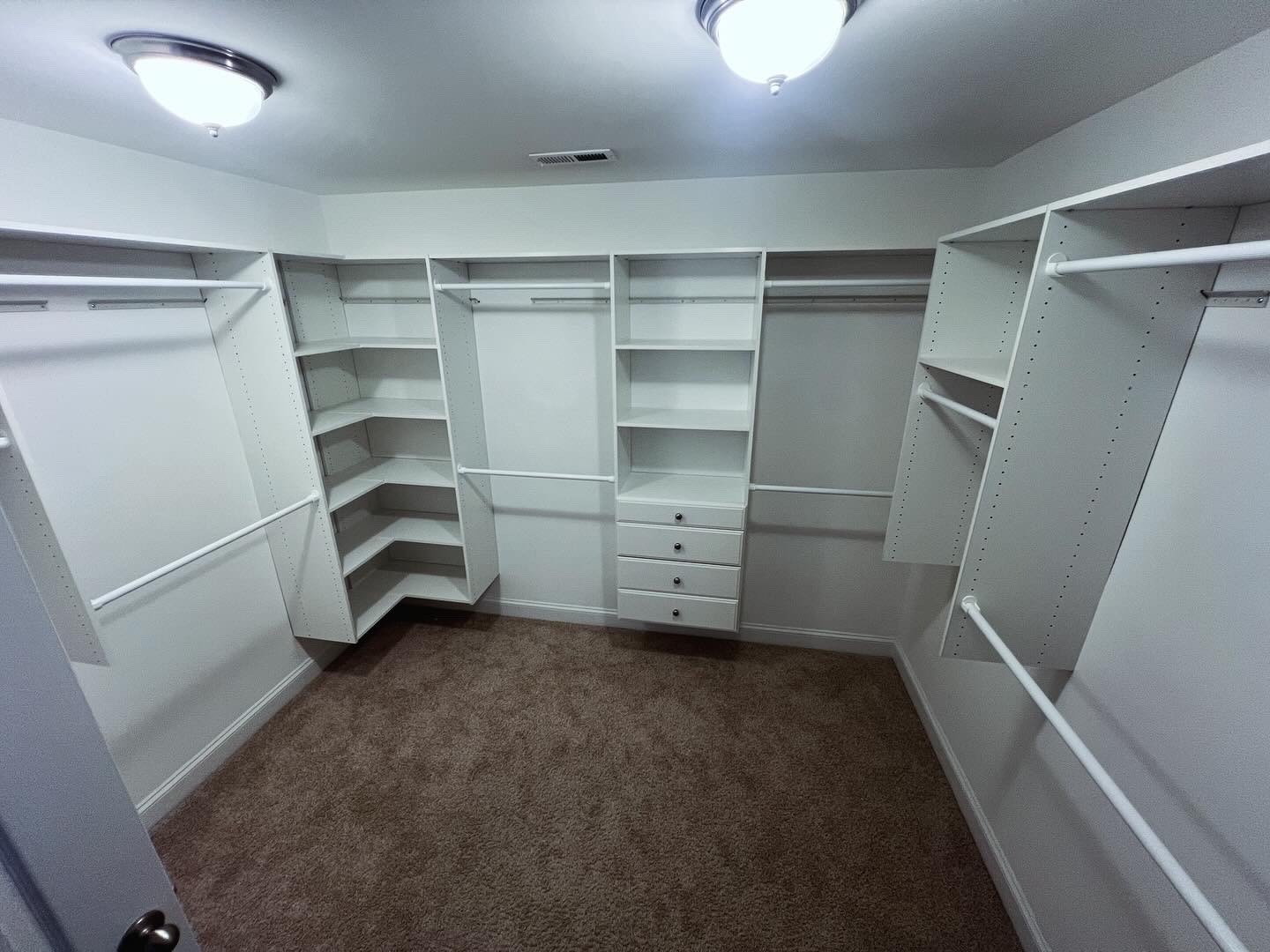 Completed custom closet built ins