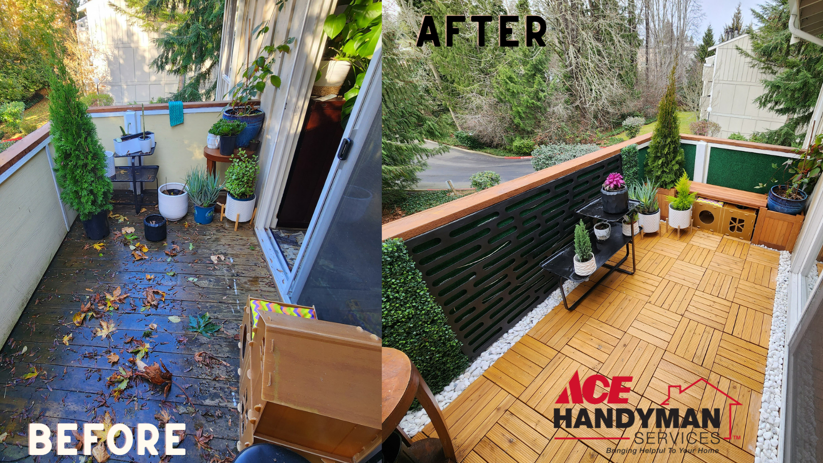 Outdoor space update by Ace Handyman Services.
